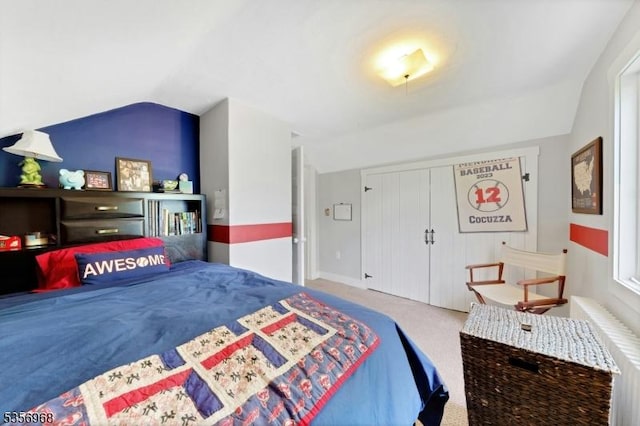 42 Mountain Ave, Mendham Boro, NJ 07945 - carpeted bedroom with lofted ceiling and a closet