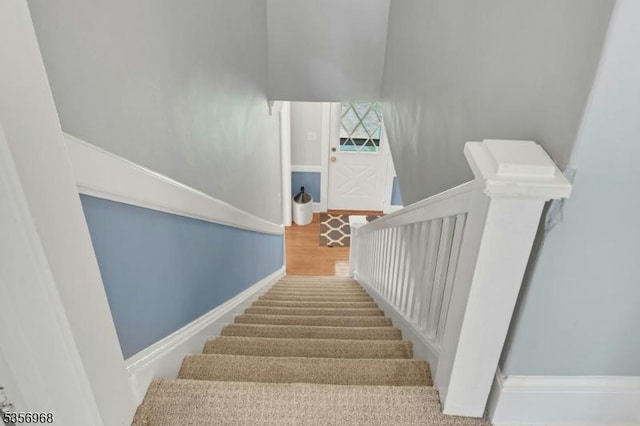 42 Mountain Ave, Mendham Boro, NJ 07945 - stairs with baseboards and wood finished floors