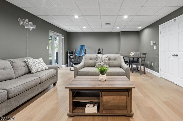 21 Stepping Rdg, North Caldwell Boro, NJ 07006 - living area featuring light wood-style floors, a paneled ceiling, baseboards, and recessed lighting