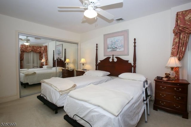 45 Linwood Ave, Dover Town, NJ 07801 - bedroom with light colored carpet, a closet, and ceiling fan