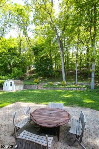45 Linwood Ave, Dover Town, NJ 07801 - view of patio / terrace featuring an outbuilding and view of scattered trees