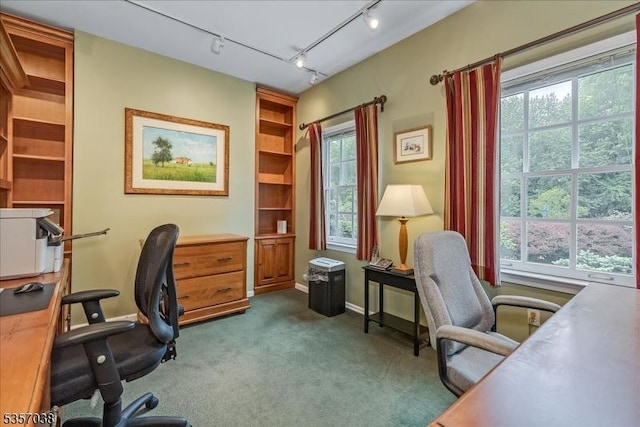 16 Dorset Ln, Andover Twp, NJ 07848 - carpeted office space featuring track lighting, healthy amount of natural light, and baseboards