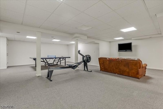 16 Dorset Ln, Andover Twp, NJ 07848 - playroom featuring carpet flooring, a paneled ceiling, and baseboards