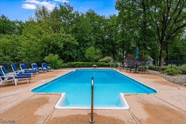 16 Dorset Ln, Andover Twp, NJ 07848 - view of swimming pool featuring a patio and view of scattered trees