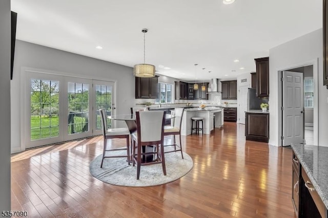 4 Frey Rd, Hillsborough Twp, NJ 08844 - dining area featuring dark wood-style flooring and recessed lighting