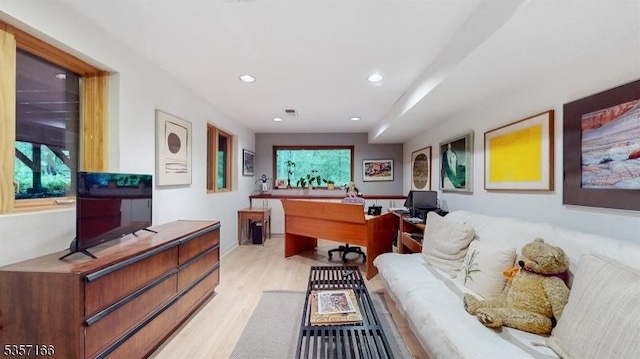 15 Pschorn Ln, Hillsborough Twp, NJ 08844 - office area featuring light wood-style flooring and recessed lighting