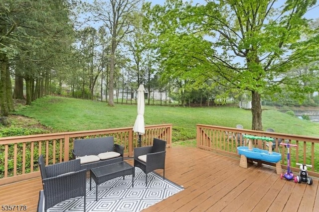 642 Succasunna Rd, Mount Arlington Boro, NJ 07850 - deck with a lawn and outdoor lounge area