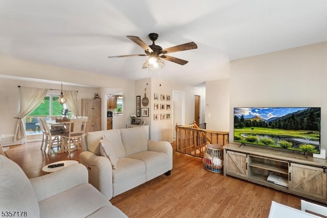 642 Succasunna Rd, Mount Arlington Boro, NJ 07850 - living area with a ceiling fan and light wood-style floors