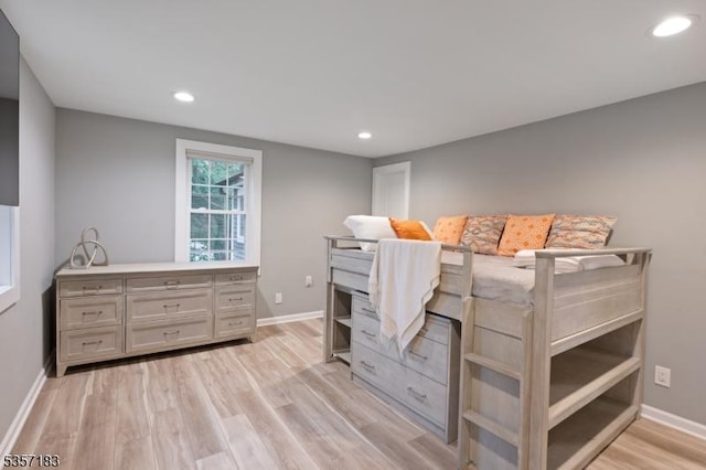 276 River Dr, River Vale Twp, NJ 07675 - bedroom with light wood-style flooring, baseboards, and recessed lighting