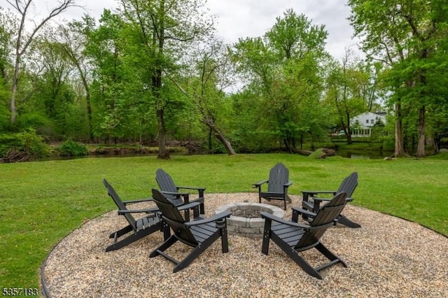276 River Dr, River Vale Twp, NJ 07675 - view of green lawn featuring an outdoor fire pit