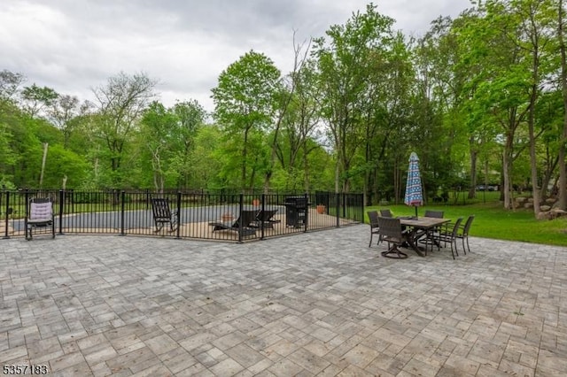276 River Dr, River Vale Twp, NJ 07675 - view of patio / terrace featuring view of wooded area