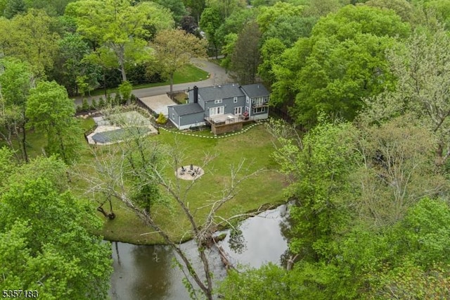 276 River Dr, River Vale Twp, NJ 07675 - aerial view of property and surrounding area featuring a nearby body of water and a heavily wooded area