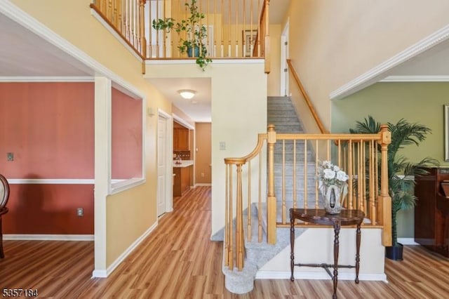 47 Nostrand Rd, Hillsborough Twp, NJ 08844 - foyer entrance with a towering ceiling, wood finished floors, and baseboards