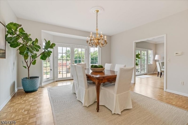 156 Fox Chase Rd, Chester Twp, NJ 07930 - dining space featuring a chandelier and baseboards