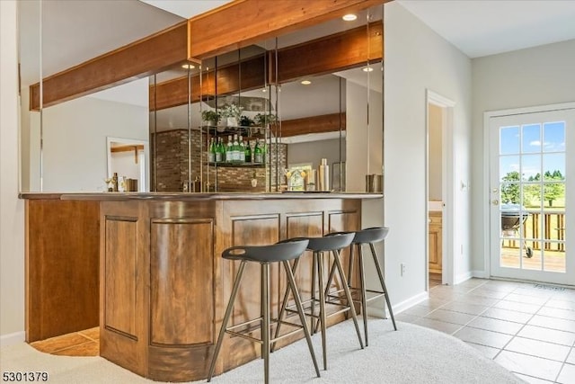 156 Fox Chase Rd, Chester Twp, NJ 07930 - indoor wet bar featuring tile patterned flooring and baseboards