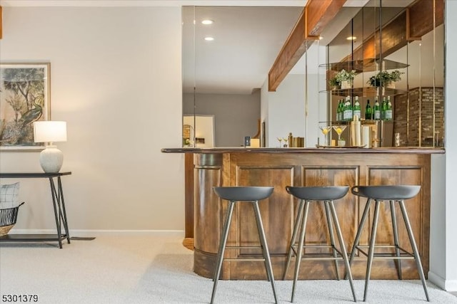 156 Fox Chase Rd, Chester Twp, NJ 07930 - indoor wet bar with carpet flooring, baseboards, and recessed lighting