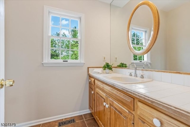 156 Fox Chase Rd, Chester Twp, NJ 07930 - bathroom with vanity, tile patterned floors, and baseboards