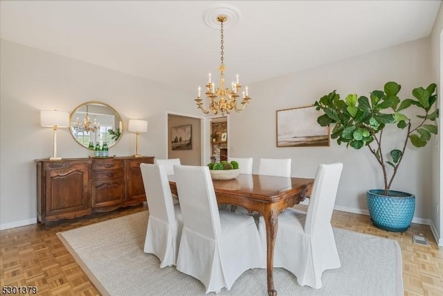 156 Fox Chase Rd, Chester Twp, NJ 07930 - dining room with a chandelier and baseboards