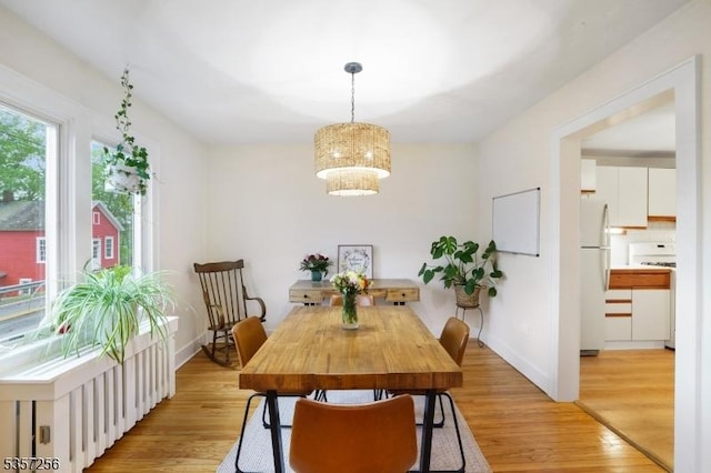 955 Stillwater Rd, Stillwater Twp, NJ 07860 - dining area featuring light wood-style floors, a chandelier, and baseboards