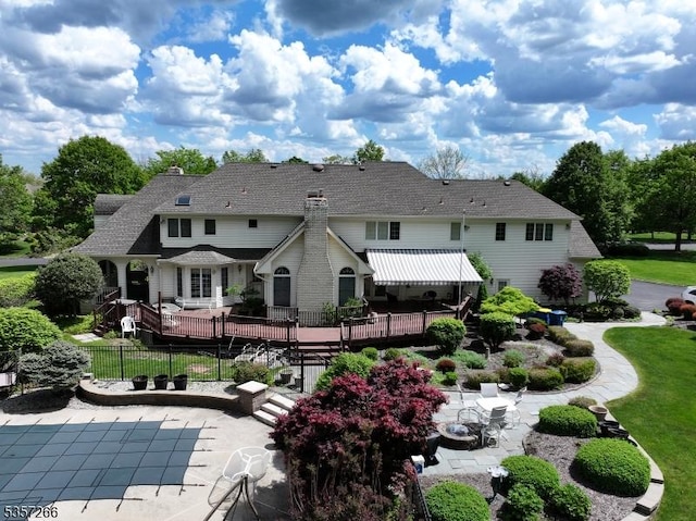533 Horizon Way, Branchburg Twp, NJ 08853 - rear view of property featuring a patio and a chimney