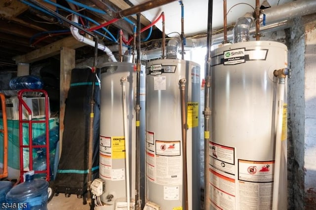 utility room with gas water heater