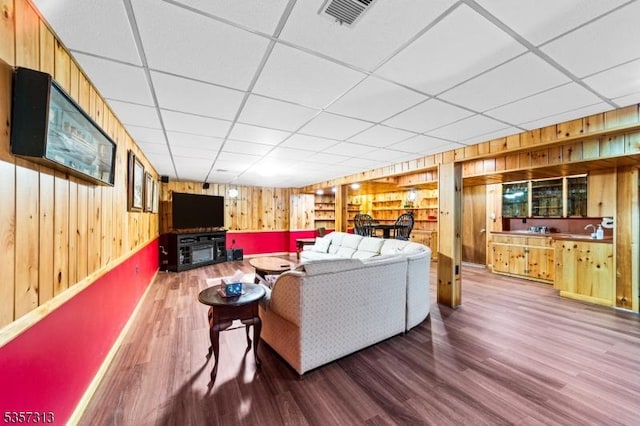 1602 Harbourton Rocktown Rd, Hopewell Twp, NJ 08530 - living area with wooden walls, wood finished floors, and a paneled ceiling