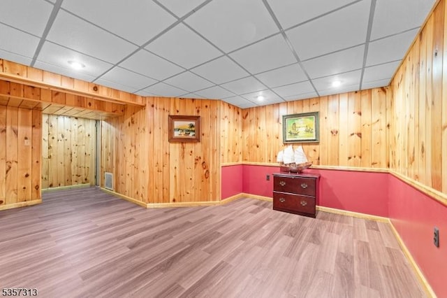 1602 Harbourton Rocktown Rd, Hopewell Twp, NJ 08530 - spare room featuring wood finished floors, baseboards, recessed lighting, wooden walls, and a drop ceiling