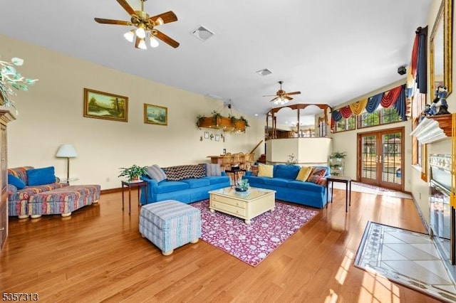 1602 Harbourton Rocktown Rd, Hopewell Twp, NJ 08530 - living area featuring a ceiling fan, light wood finished floors, and baseboards