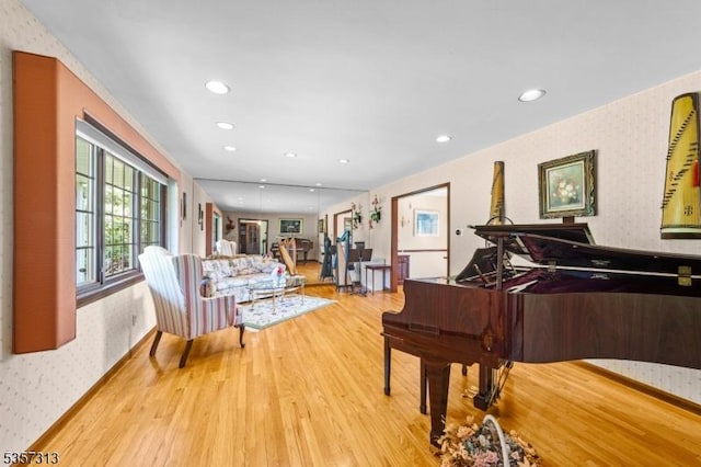 1602 Harbourton Rocktown Rd, Hopewell Twp, NJ 08530 - sitting room with wallpapered walls, wood finished floors, and recessed lighting