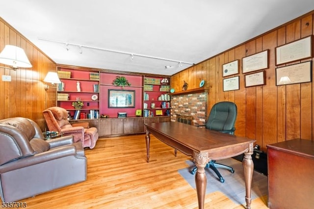 1602 Harbourton Rocktown Rd, Hopewell Twp, NJ 08530 - office area featuring track lighting, wood walls, and wood finished floors