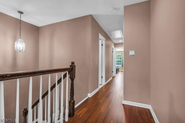 1901 Stech Dr, Bridgewater Twp, NJ 08807 - corridor featuring baseboards, dark wood finished floors, and an upstairs landing
