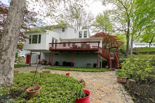 23 Horizon Dr, Roxbury Twp, NJ 07876 - rear view of property with stairs, a deck, and a patio area