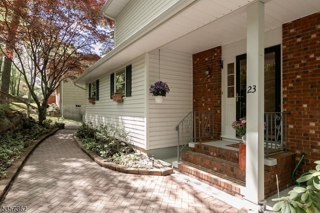 23 Horizon Dr, Roxbury Twp, NJ 07876 - property entrance featuring brick siding