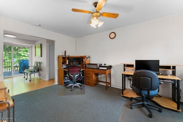 39 Circle Dr, Rockaway Twp, NJ 07866 - carpeted home office with a ceiling fan