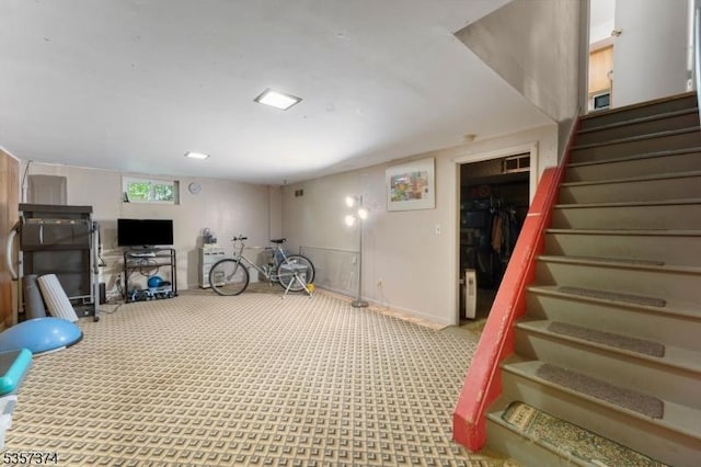 39 Circle Dr, Rockaway Twp, NJ 07866 - basement featuring stairway and baseboards