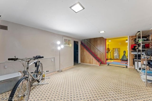 39 Circle Dr, Rockaway Twp, NJ 07866 - exercise room featuring baseboards and wood walls