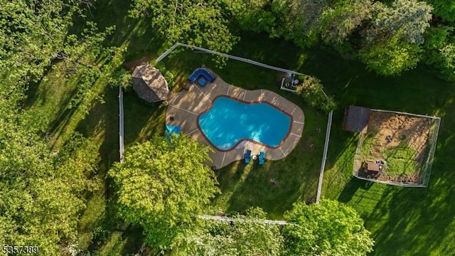 6 Wintermute Farm Ln, Tewksbury Twp, NJ 08833 - drone / aerial view of a pool