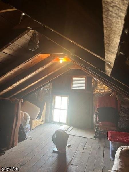 view of unfinished attic
