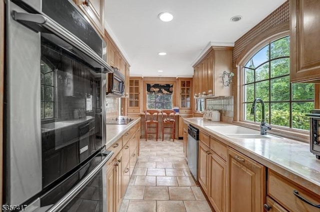 2 Troll Ln, Rockaway Twp, NJ 07866 - kitchen featuring a sink, stainless steel appliances, light countertops, tasteful backsplash, and recessed lighting