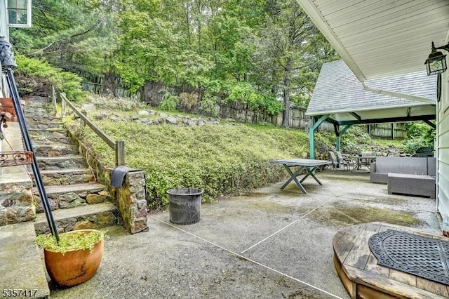 2 Troll Ln, Rockaway Twp, NJ 07866 - view of patio with a fenced backyard and stairway