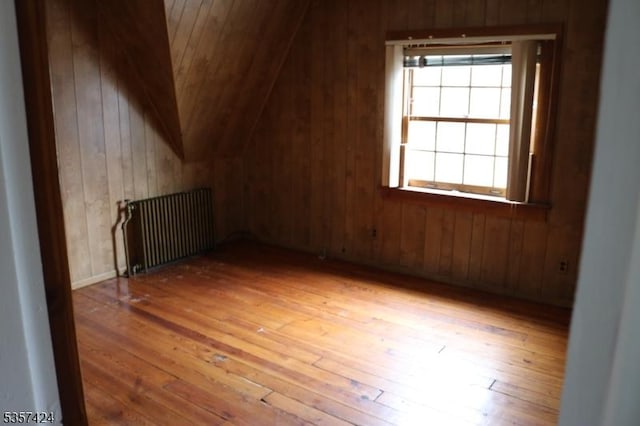 94 Lembeck Ave, Jersey City, NJ 07305 - additional living space featuring hardwood / wood-style floors, radiator heating unit, and wood walls