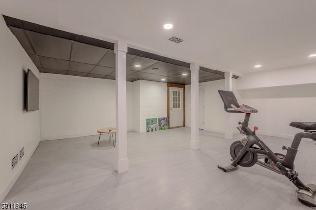 24 Covered Bridge Rd, Branchburg Twp, NJ 08853 - exercise area featuring recessed lighting, wood finished floors, and baseboards
