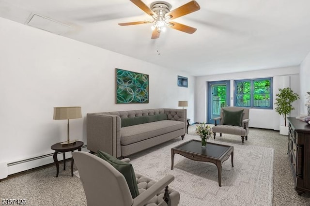 10 Hunts Mill Rd, Clinton Town, NJ 08809 - living area with a baseboard heating unit and ceiling fan