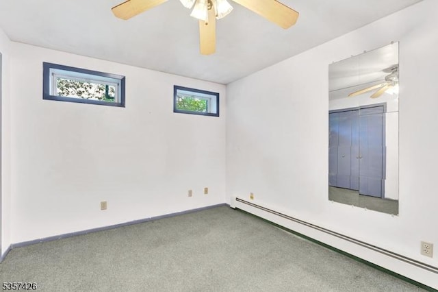 10 Hunts Mill Rd, Clinton Town, NJ 08809 - carpeted empty room featuring baseboard heating, ceiling fan, and baseboards