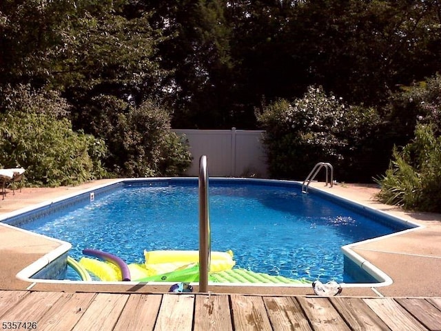 10 Hunts Mill Rd, Clinton Town, NJ 08809 - view of swimming pool featuring fence and a wooden deck