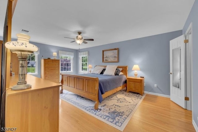 19 Bennington Dr, Mount Olive Twp, NJ 07836 - bedroom with light wood-style flooring, baseboards, and ceiling fan
