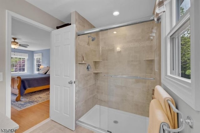 19 Bennington Dr, Mount Olive Twp, NJ 07836 - full bath featuring connected bathroom, a shower stall, and recessed lighting