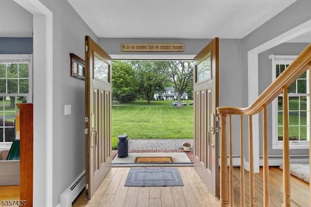 19 Bennington Dr, Mount Olive Twp, NJ 07836 - foyer entrance with baseboard heating and wood finished floors