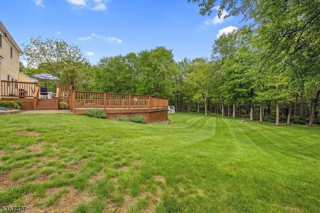 19 Bennington Dr, Mount Olive Twp, NJ 07836 - view of grassy yard featuring a deck
