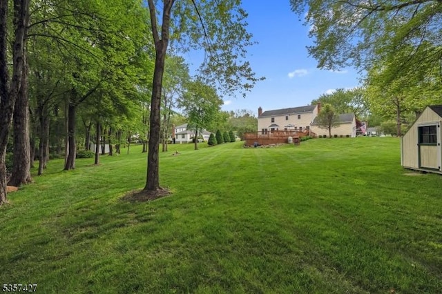19 Bennington Dr, Mount Olive Twp, NJ 07836 - view of green lawn featuring a wooden deck